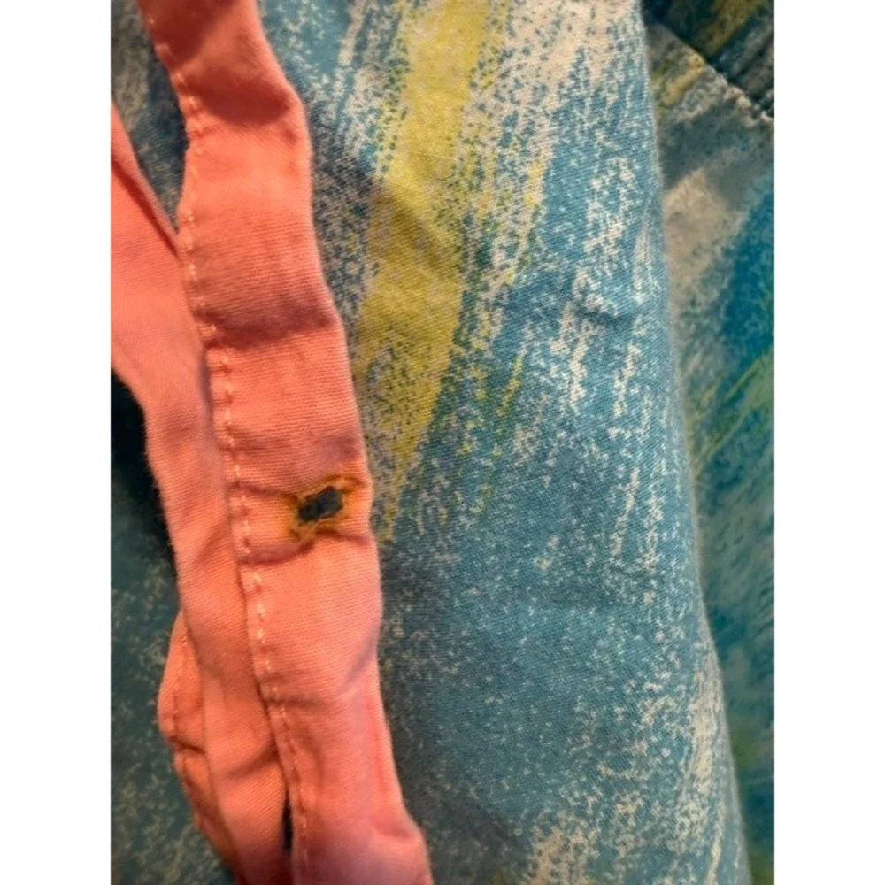 Nick & Nora Womens Tropical Beach Scene Pajama Pants Blue Pink Cotton L hole - Picture 2 of 7